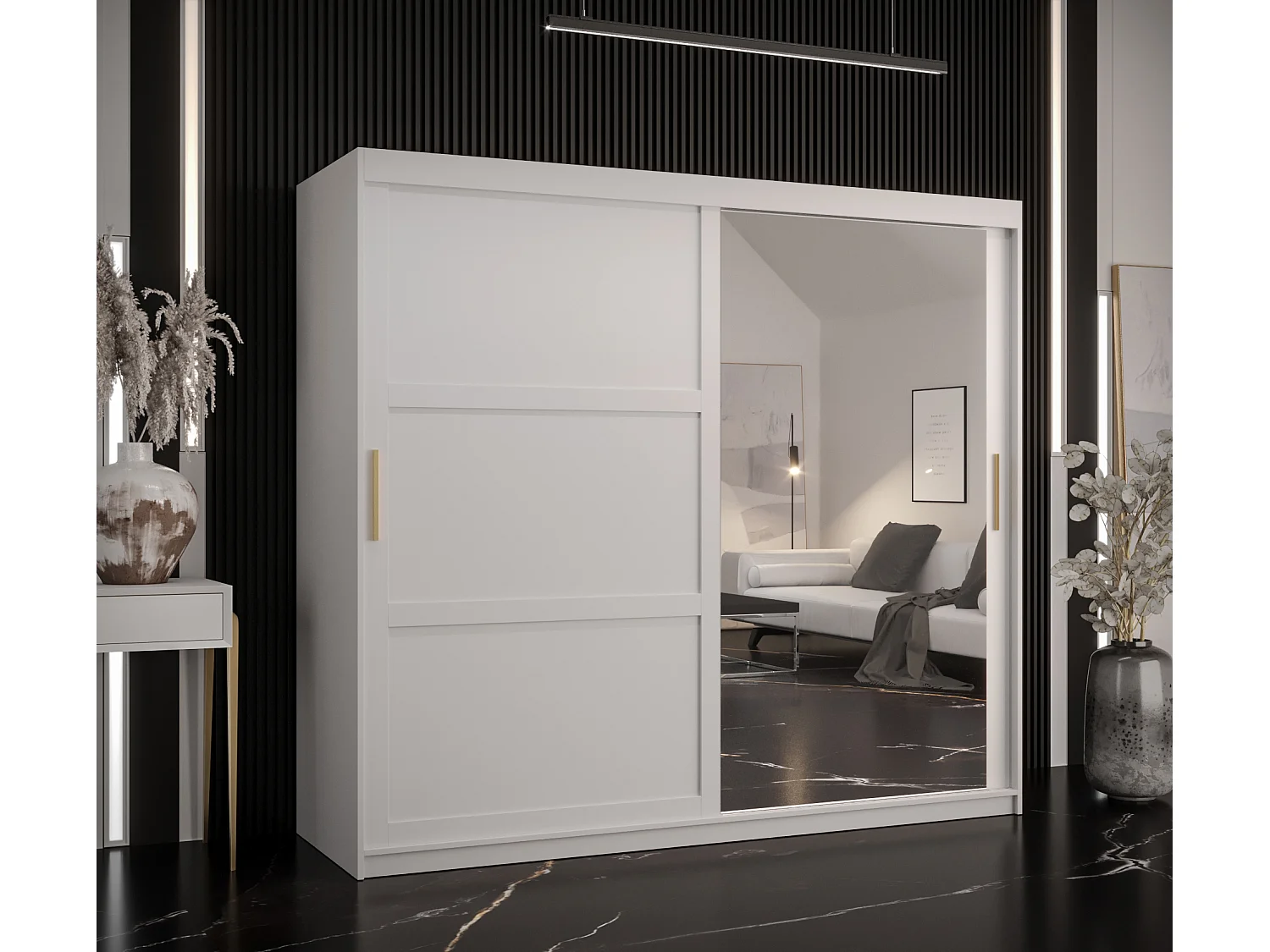 Armoire à portes coulissantes Ramiro 2 200/200/62 (Blanc)