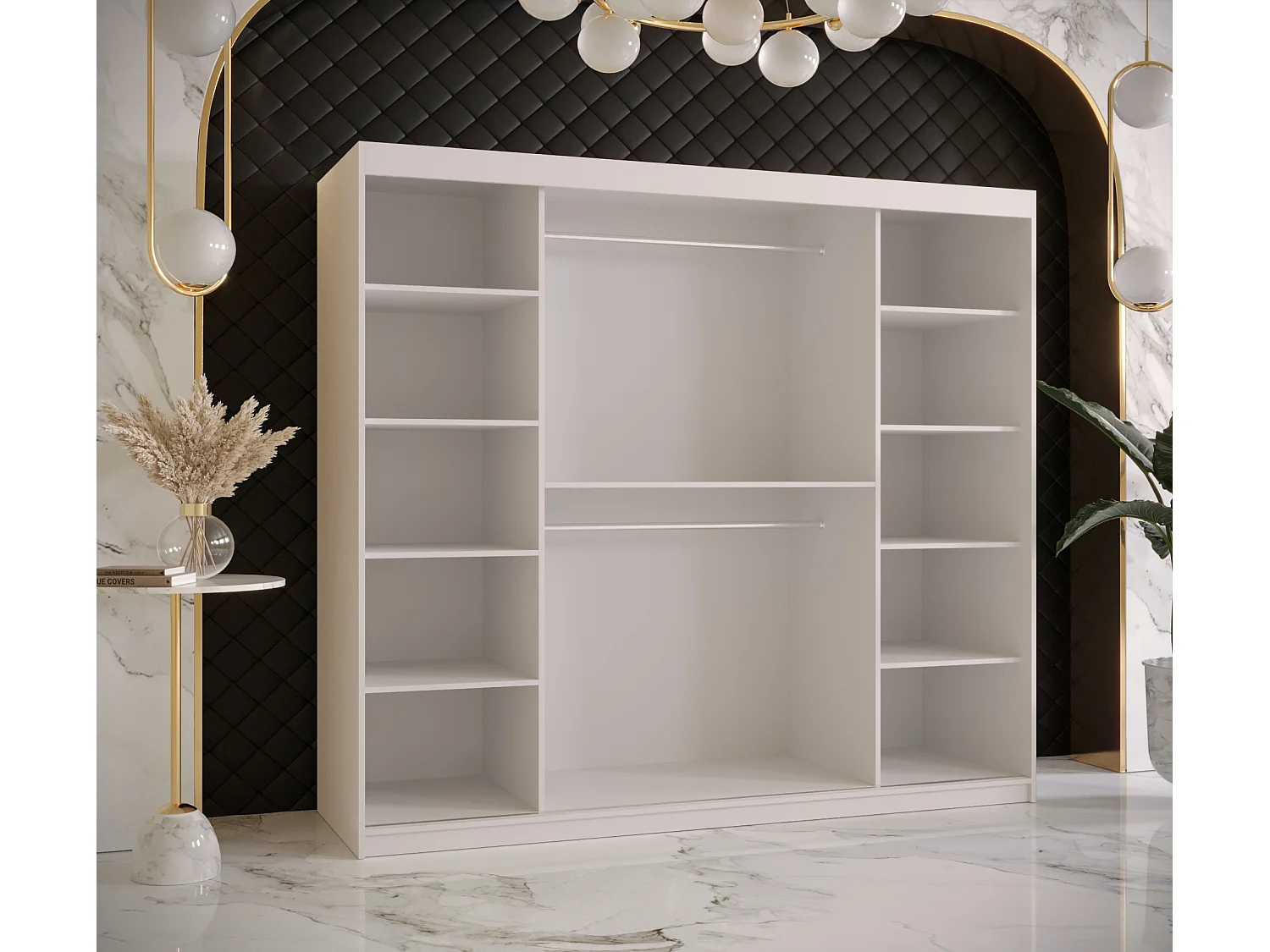 Armoire à portes coulissantes Ramiro 2 200/200/62 (Blanc)