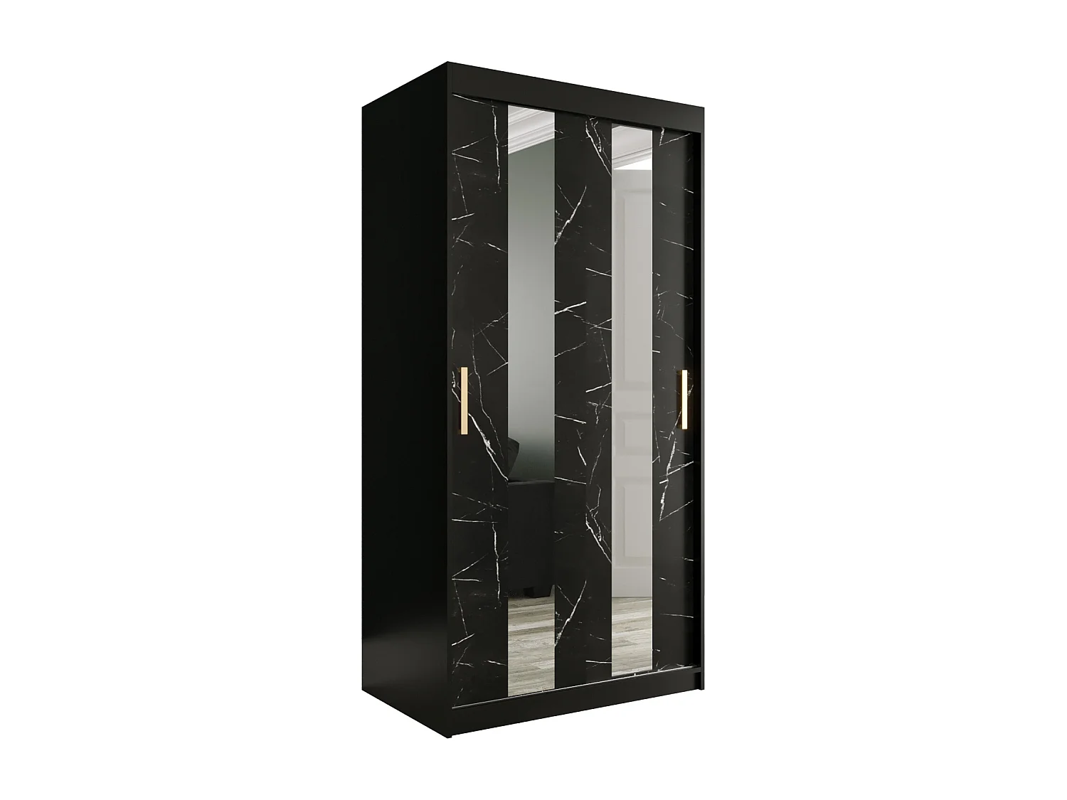 Armoire à portes coulissantes Marmur Pole 200/100/62 (Noir)