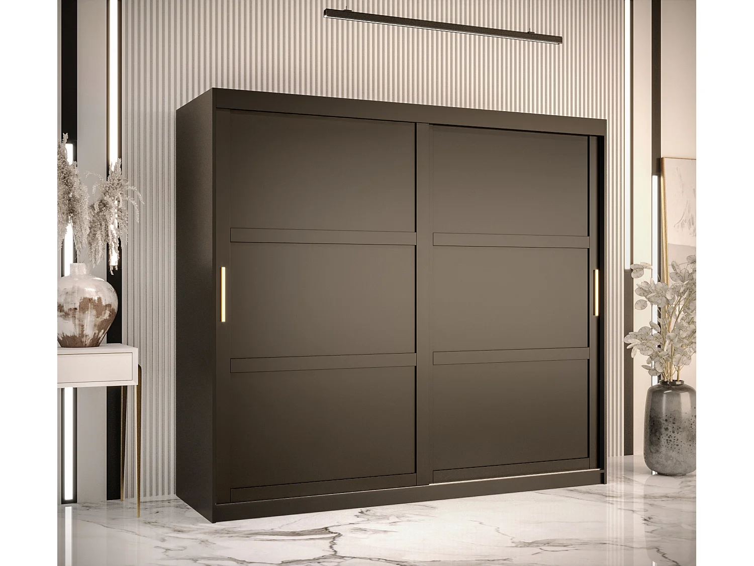 Armoire à portes coulissantes Ramiro 1 200/200/62 (Noir)