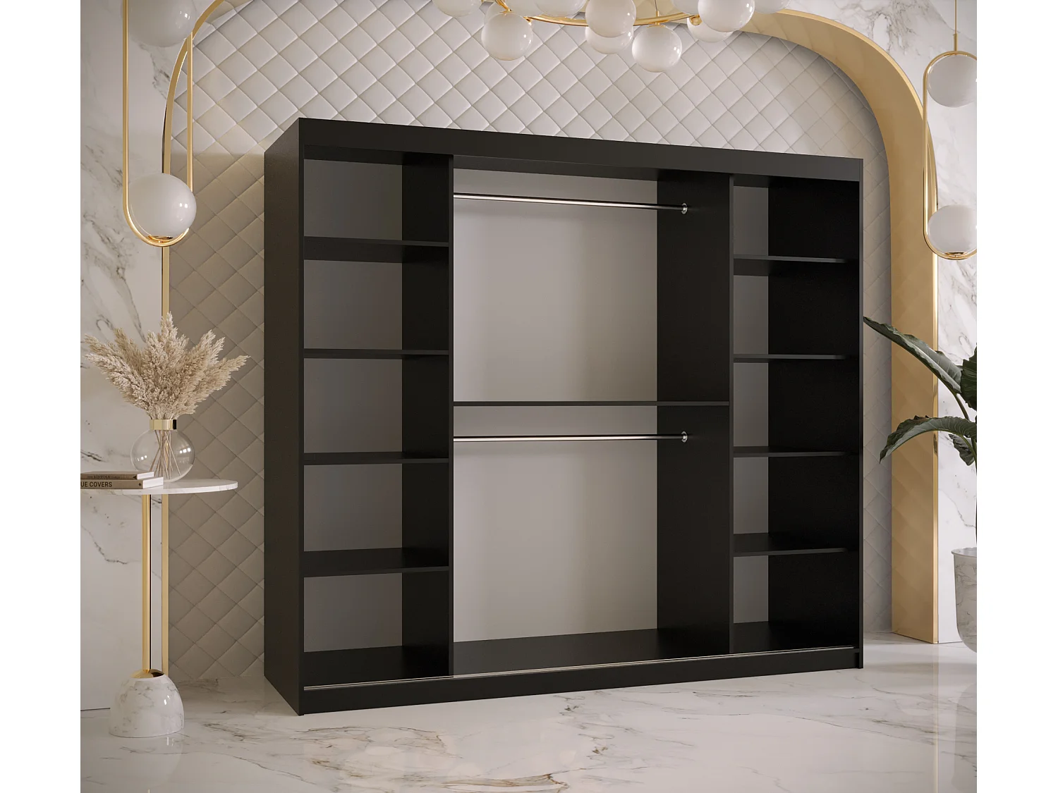 Armoire à portes coulissantes Ramiro 1 200/200/62 (Noir)