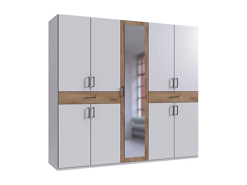 KLEIDERSCHRANK Tibet weiß / Plankeneiche 225 / 58 / 210cm