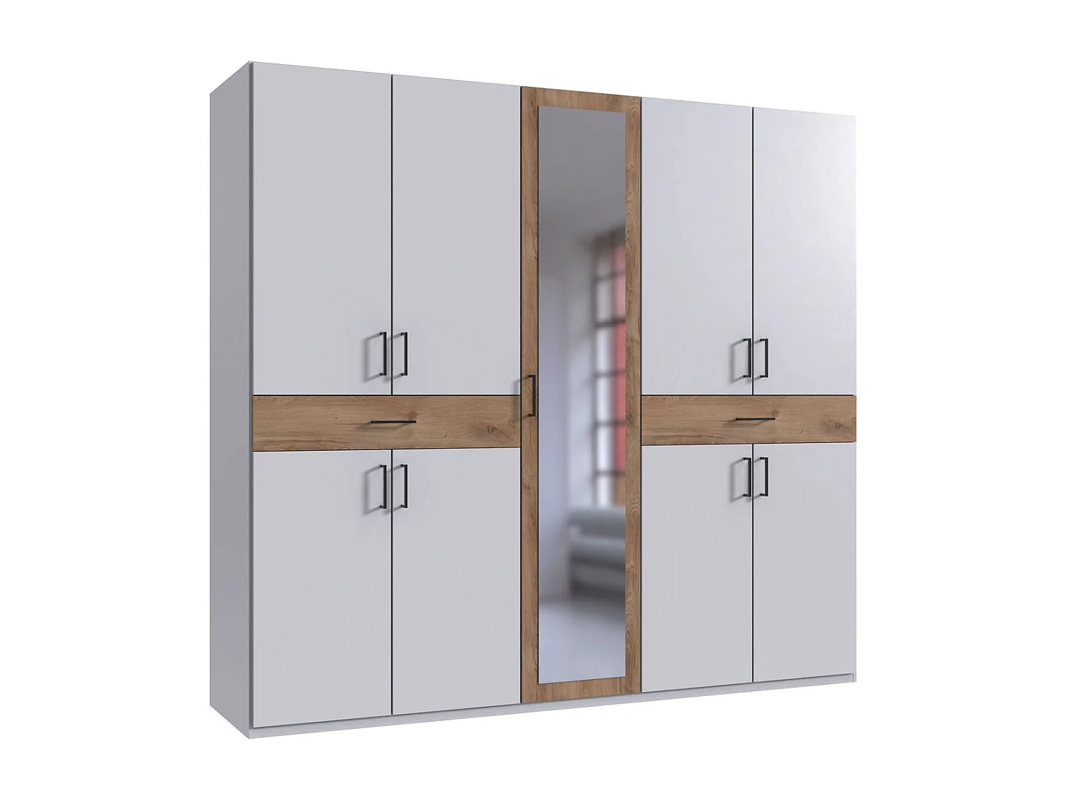 KLEIDERSCHRANK Tibet weiß / Plankeneiche 225 / 58 / 210cm