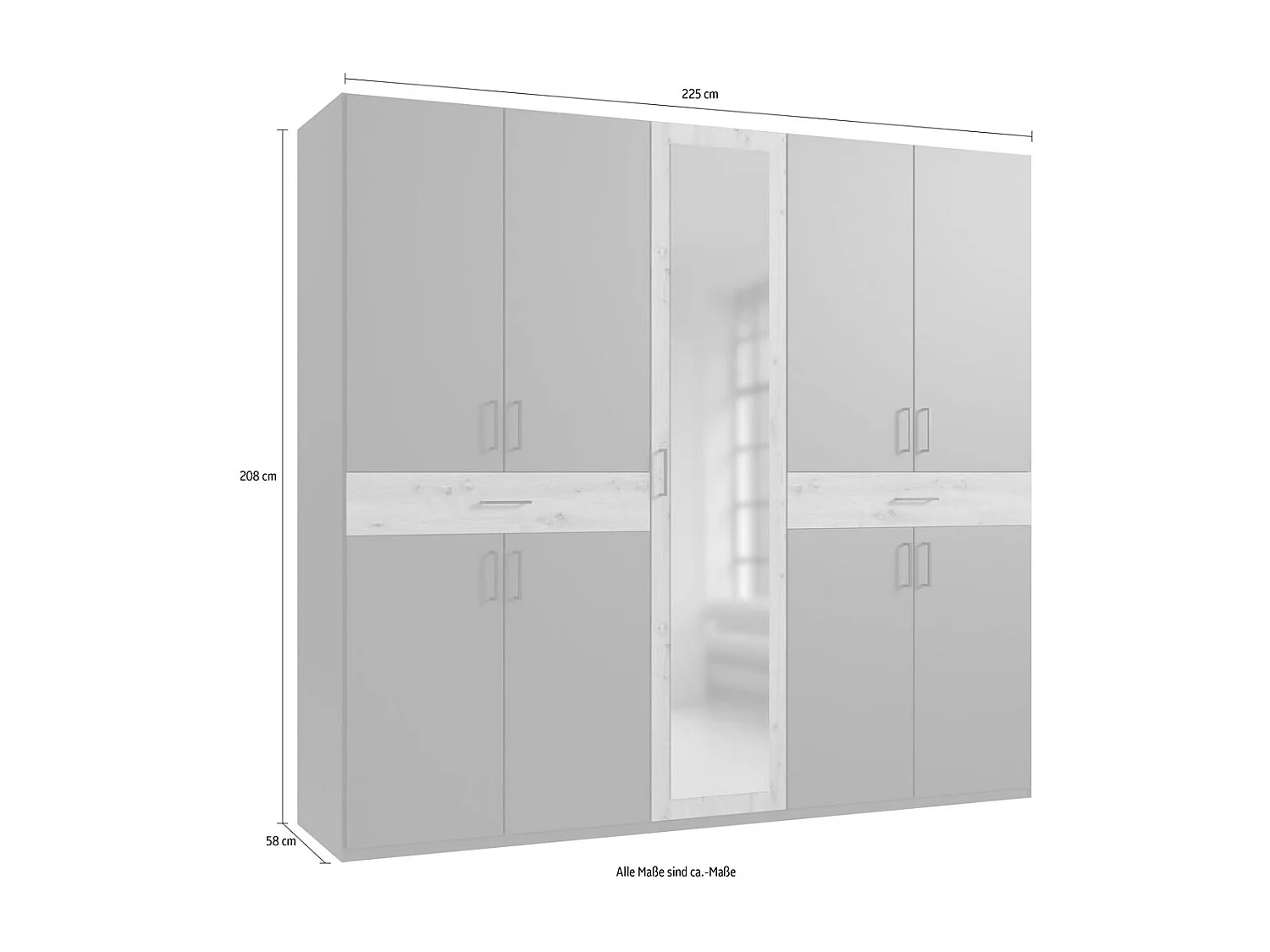 KLEIDERSCHRANK Tibet weiß / Plankeneiche 225 / 58 / 210cm