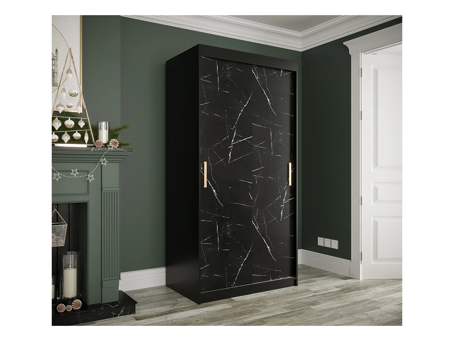 Armoire à portes coulissantes Marmur T 200/100/62 (Noir)