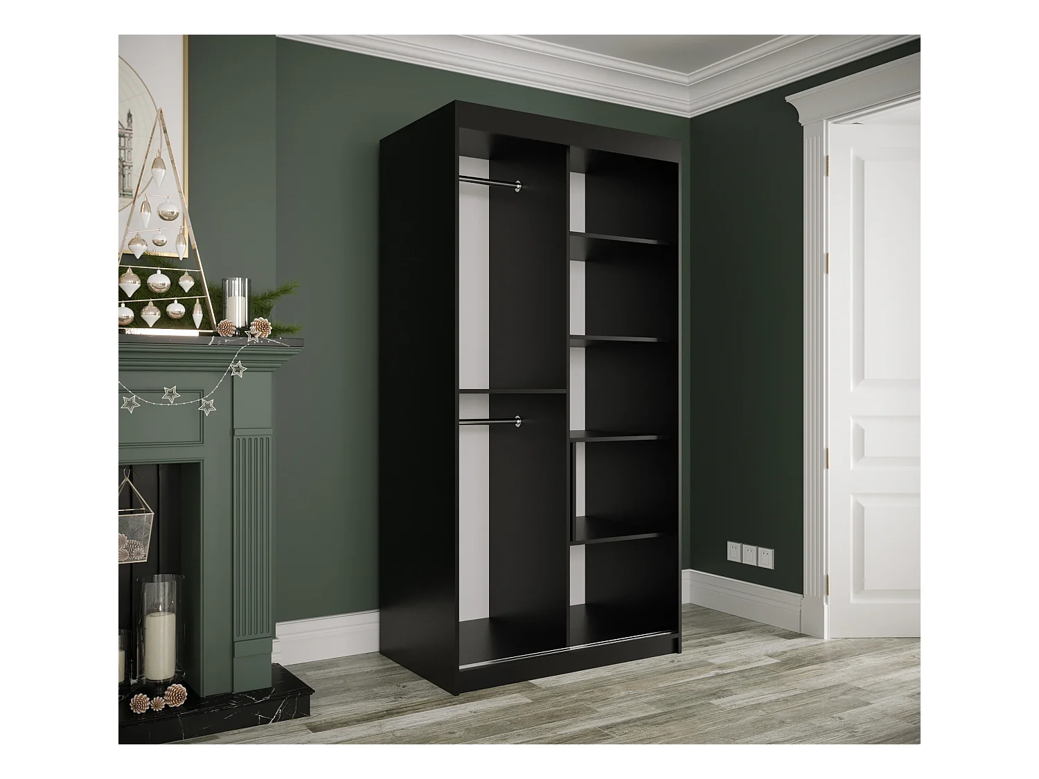 Armoire à portes coulissantes Marmur T 200/100/62 (Noir)