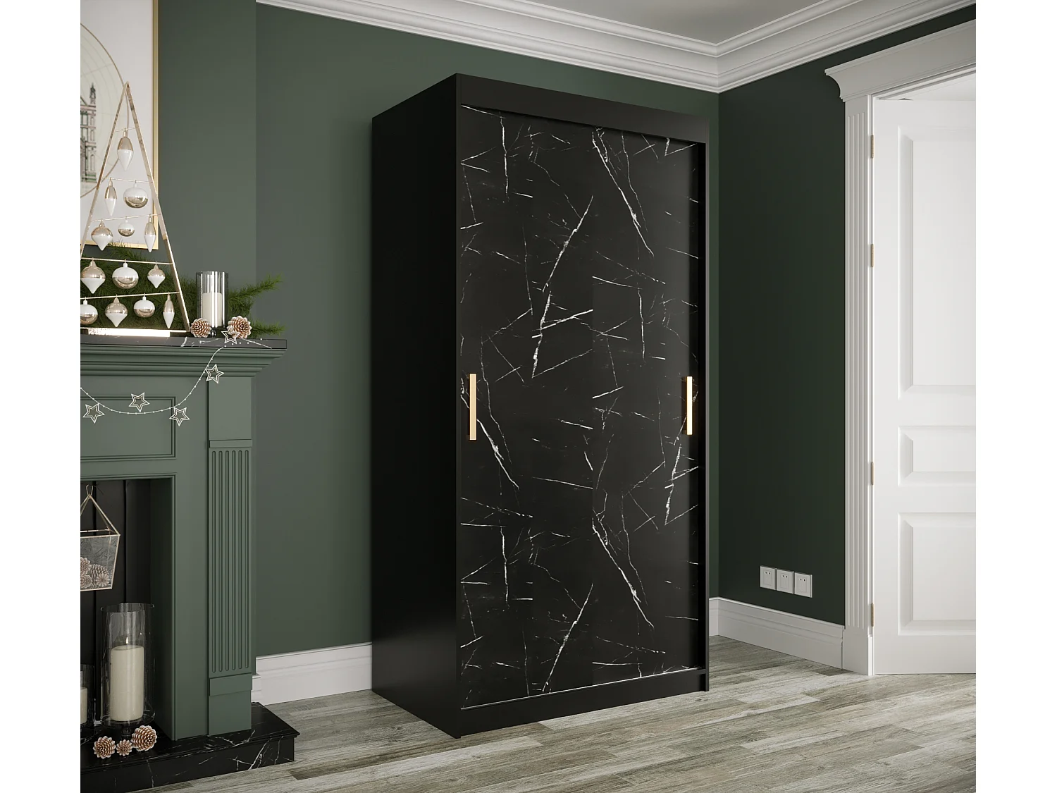 Armoire à portes coulissantes Marmur T 200/100/62 (Noir)