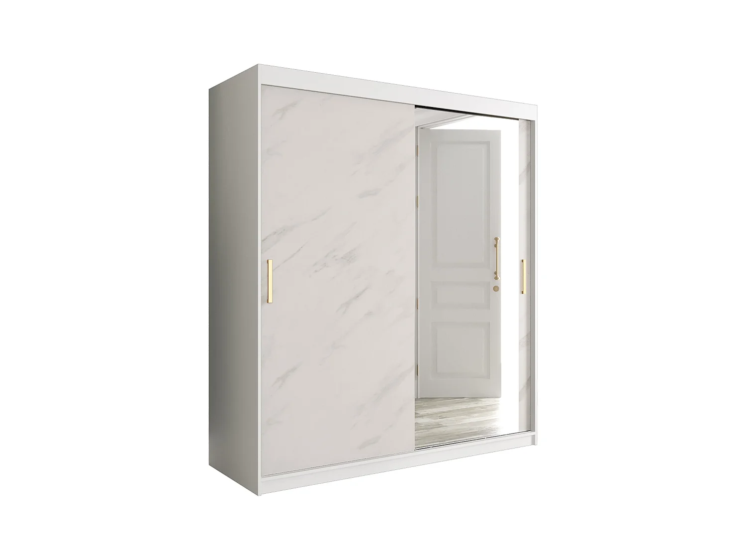 Armoire à portes coulissantes Marmur T2 200/180/62 (Blanc)