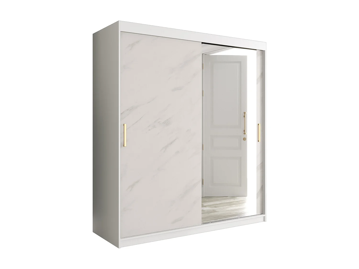 Armoire à portes coulissantes Marmur T2 200/180/62 (Blanc)