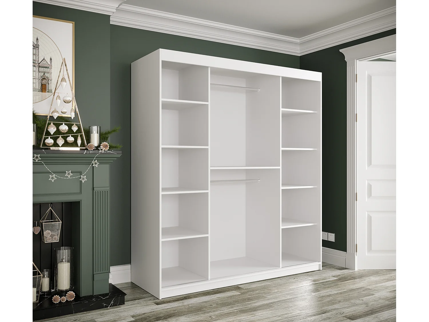 Armoire à portes coulissantes Marmur T2 200/180/62 (Blanc)