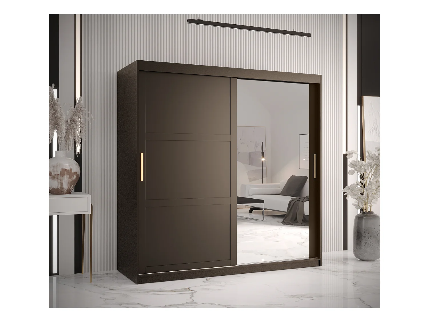Armoire à portes coulissantes Ramiro 2 200/180/62 (Noir)