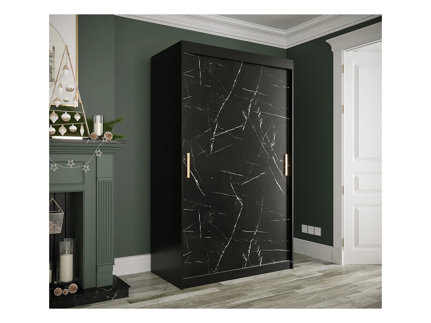 Armoire à portes coulissantes Marmur T 200/120/62 (Noir)