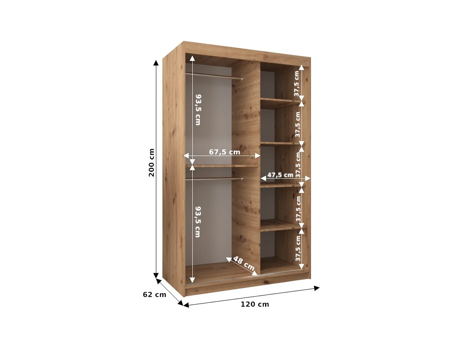 Armoire à portes coulissantes Marmur T 200/120/62 (Noir)