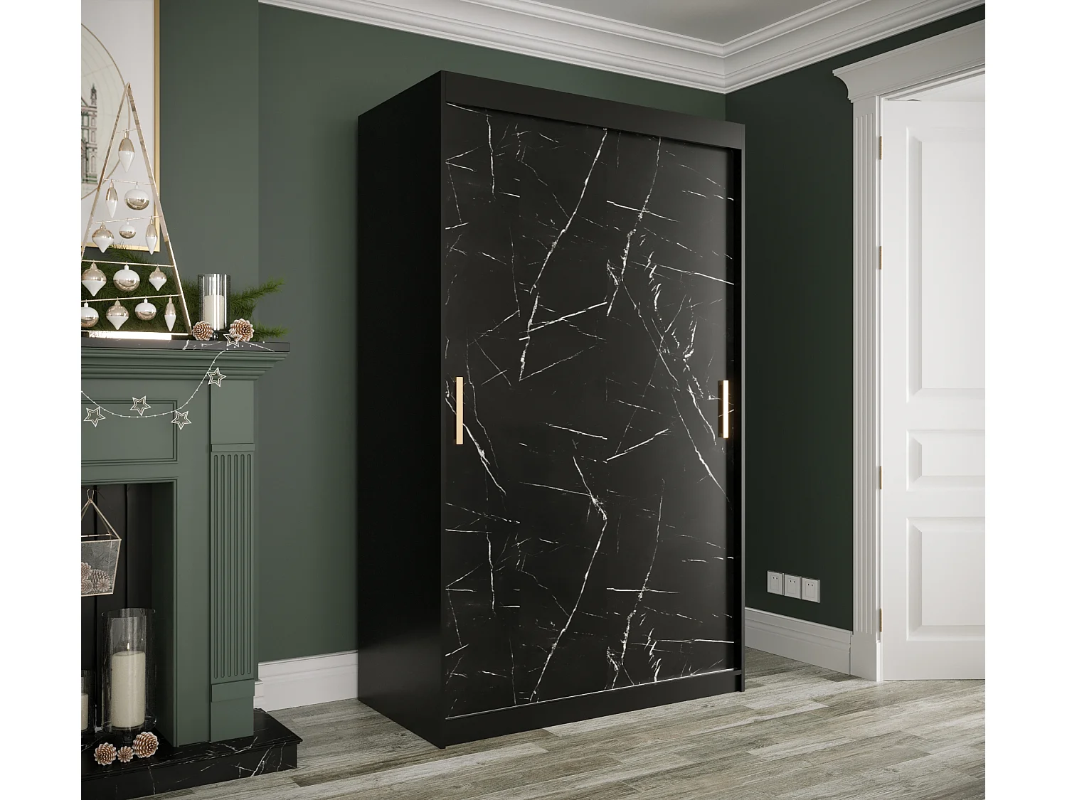 Armoire à portes coulissantes Marmur T 200/120/62 (Noir)