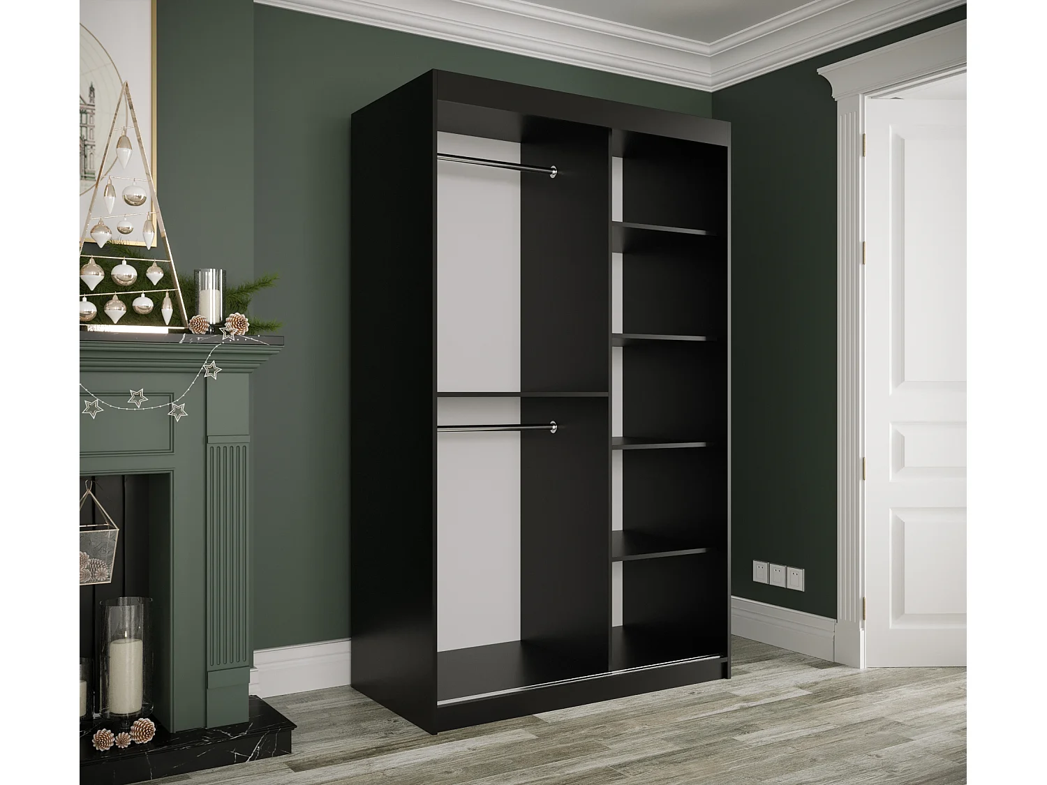 Armoire à portes coulissantes Marmur T 200/120/62 (Noir)