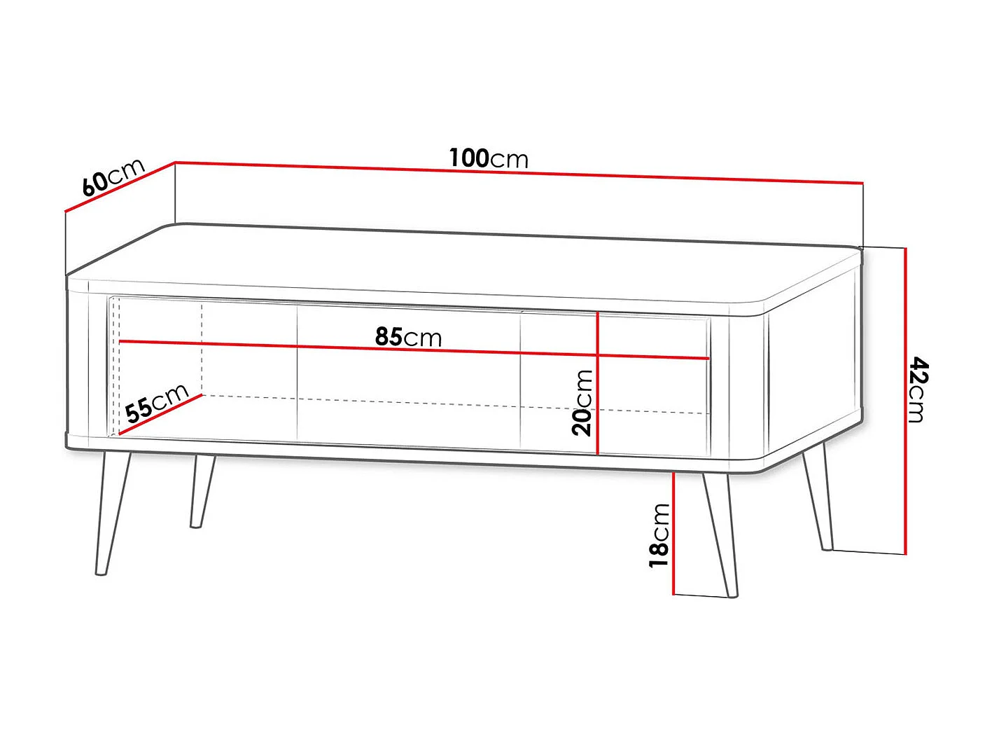 COUCHTISCH Marly Kaschmir / Graustein 100 / 60 / 42cm