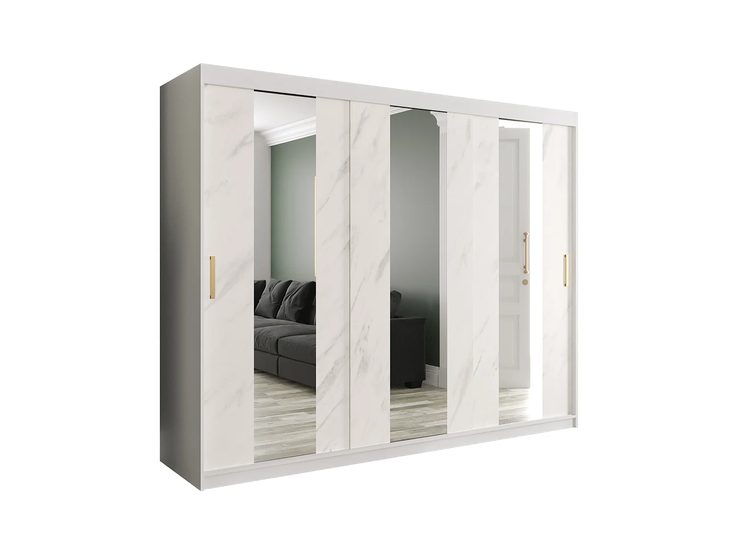 Armoire à portes coulissantes Marmur Pole 200/250/62 (Blanc)