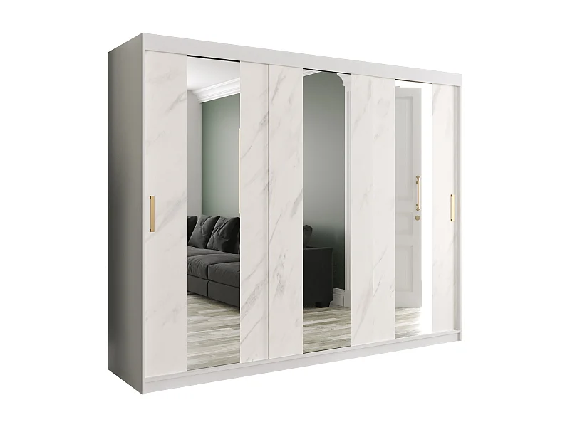 Armoire à portes coulissantes Marmur Pole 200/250/62 (Blanc)