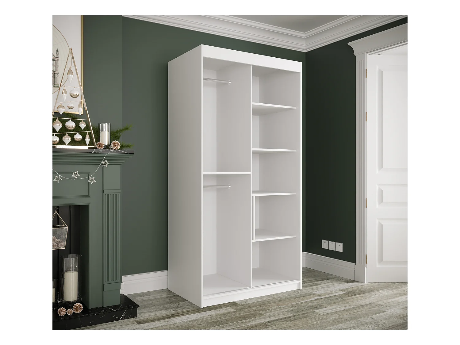 Armoire à portes coulissantes Marmur T 200/100/62 (Blanc)