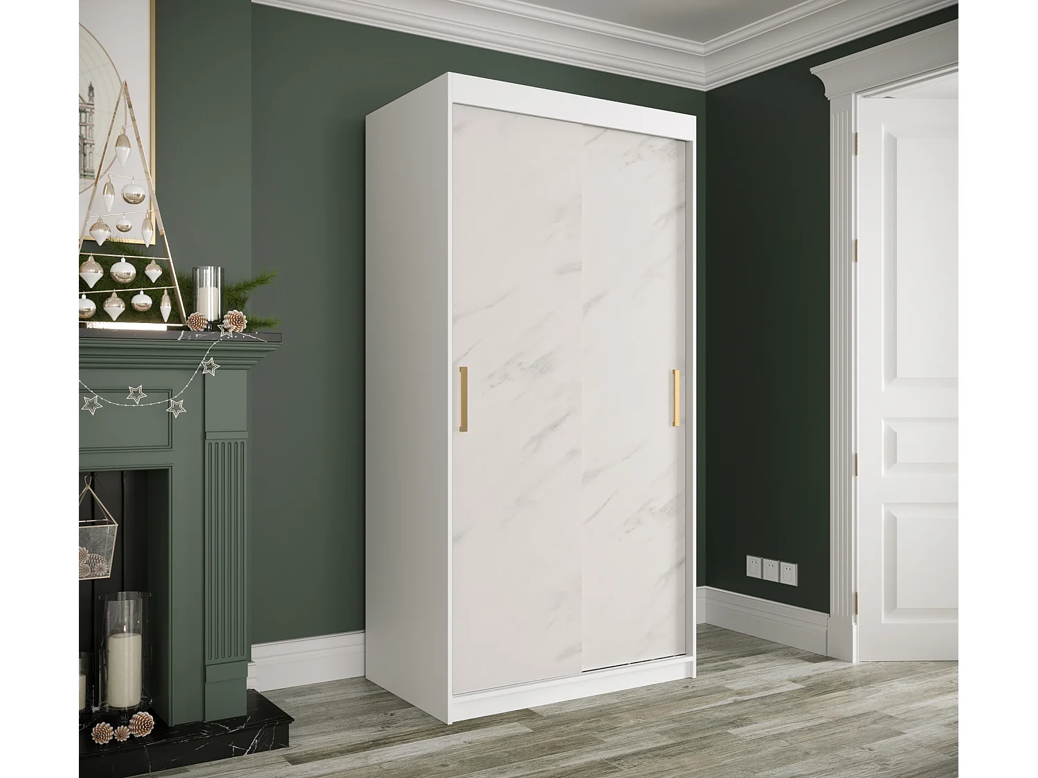 Kledingkast Marmur T 200/100/62 (Wit)