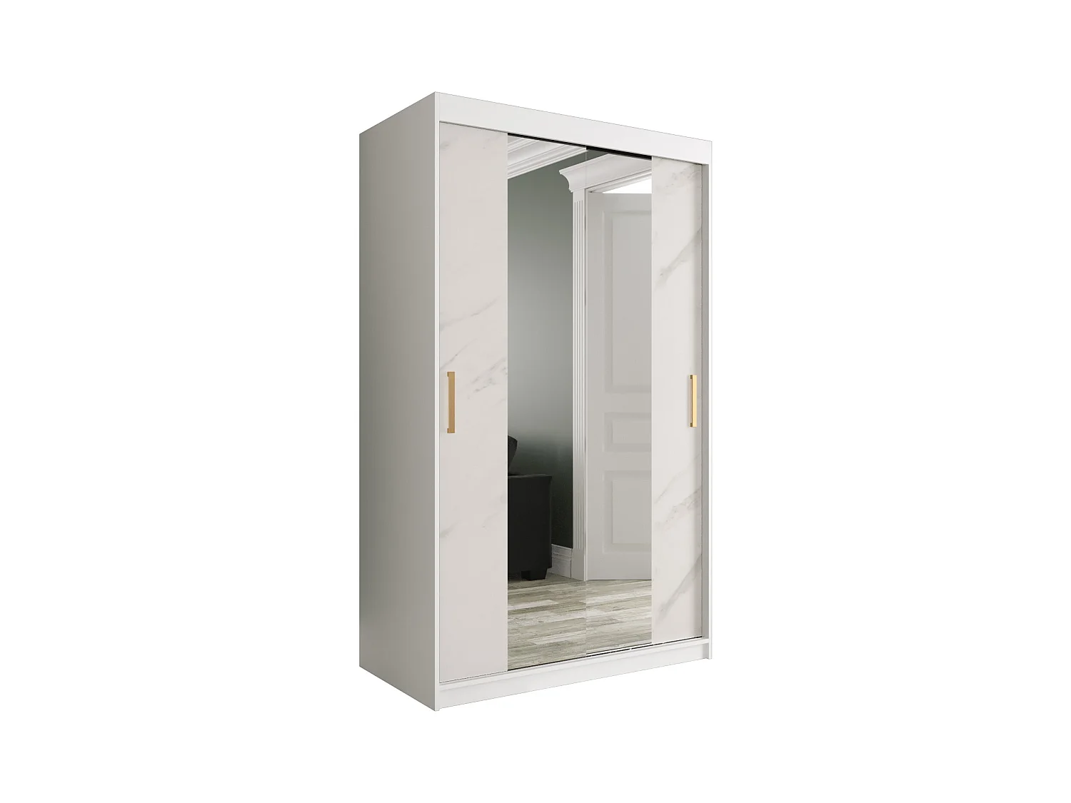 Armoire à portes coulissantes Marmur T1 200/120/62 (Blanc)