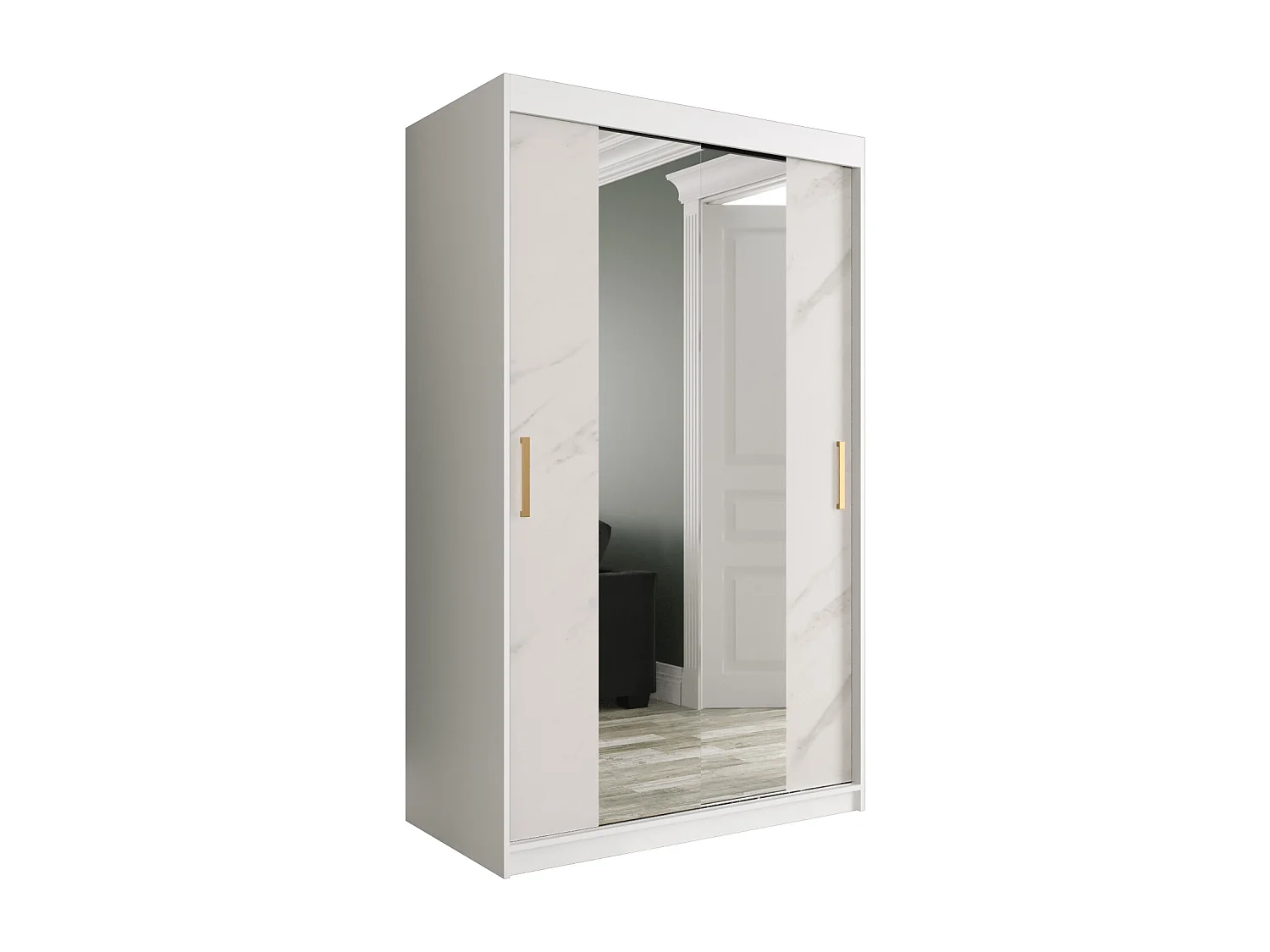 Armoire à portes coulissantes Marmur T1 200/120/62 (Blanc)