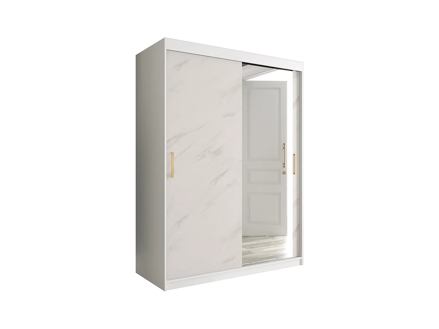 Armoire à portes coulissantes Marmur T2 200/150/62 (Blanc)
