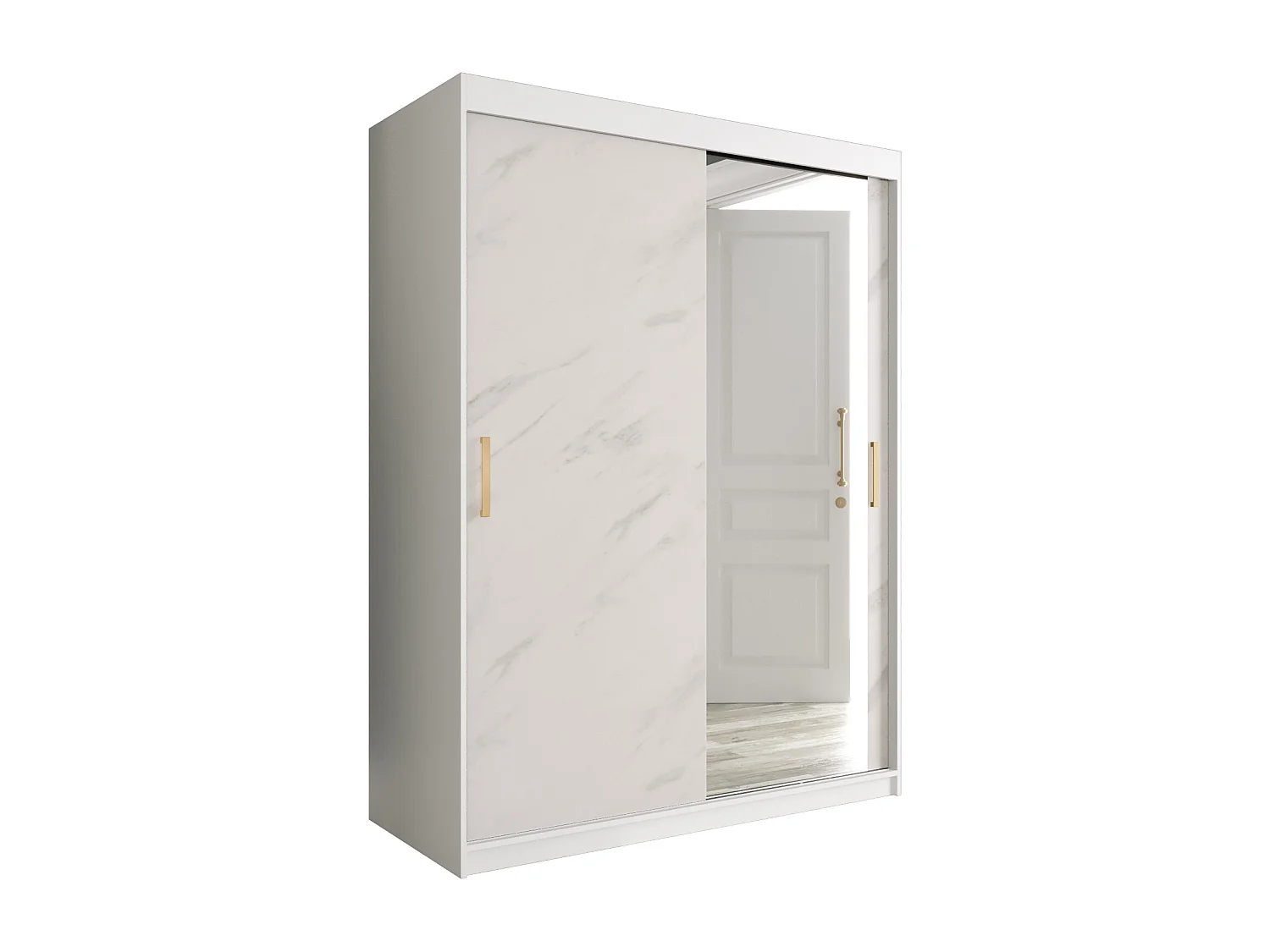 Armoire à portes coulissantes Marmur T2 200/150/62 (Blanc)