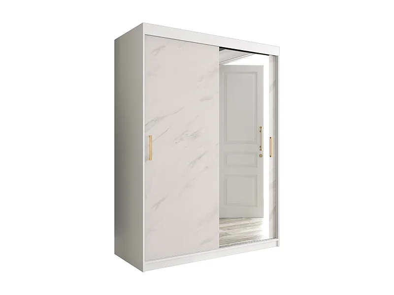 Armoire à portes coulissantes Marmur T2 200/150/62 (Blanc)