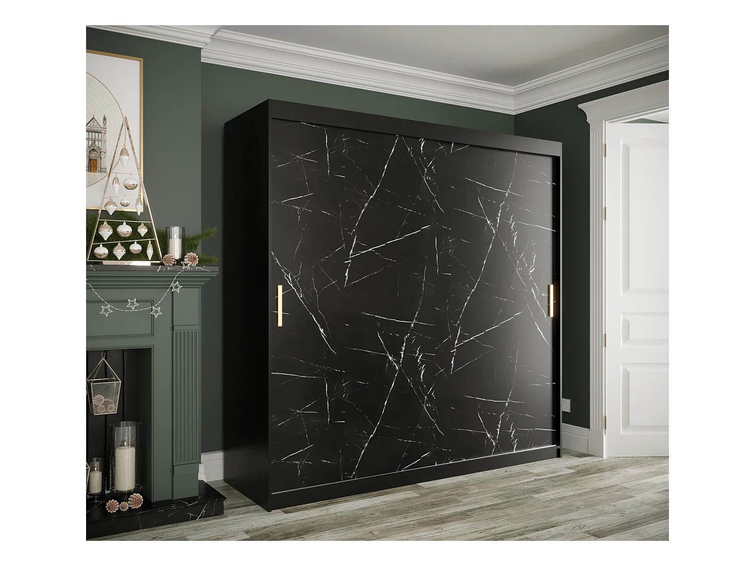 Armoire à portes coulissantes Marmur T 200/200/62 (Noir)