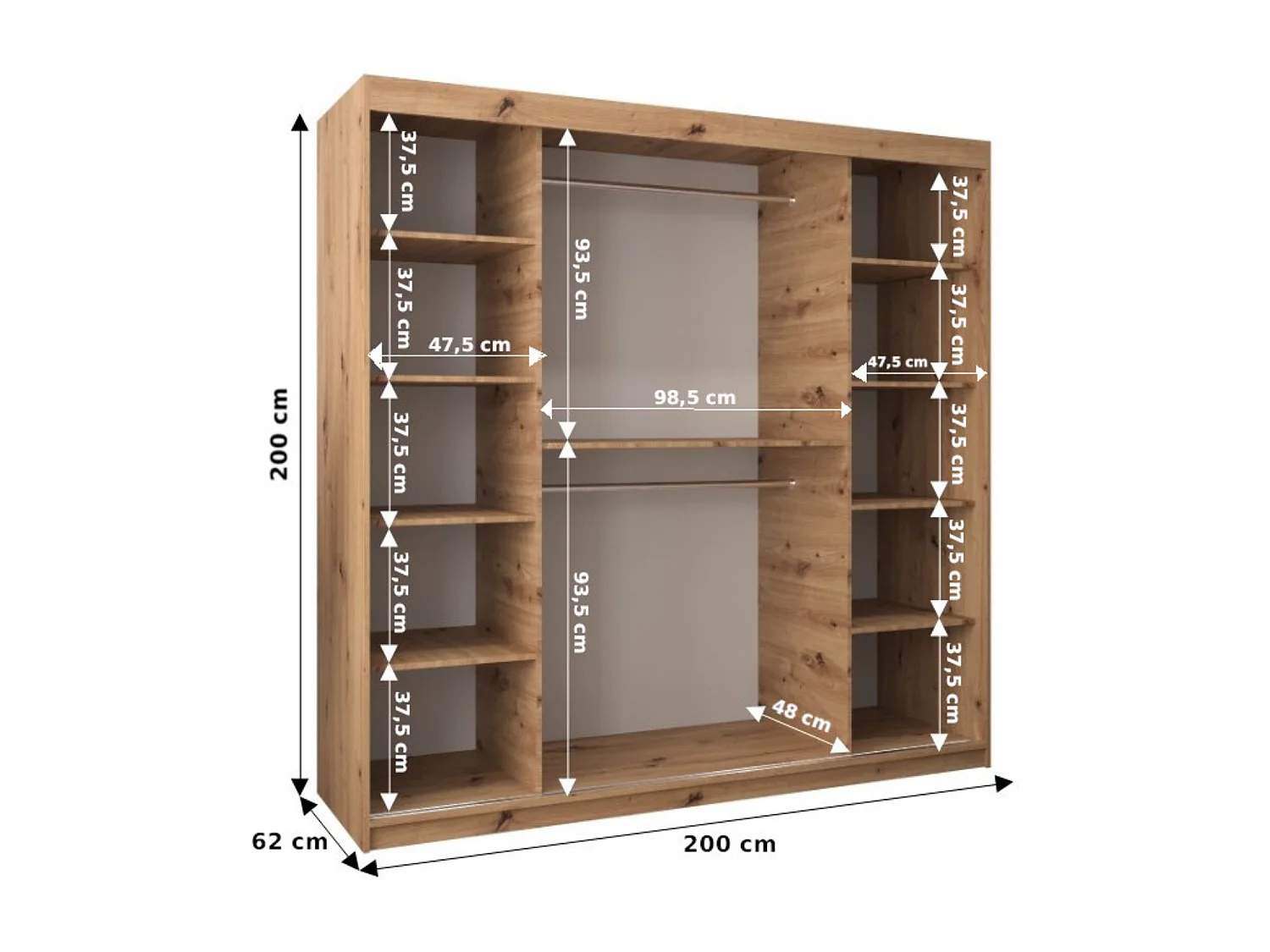 Armoire à portes coulissantes Marmur T 200/200/62 (Noir)