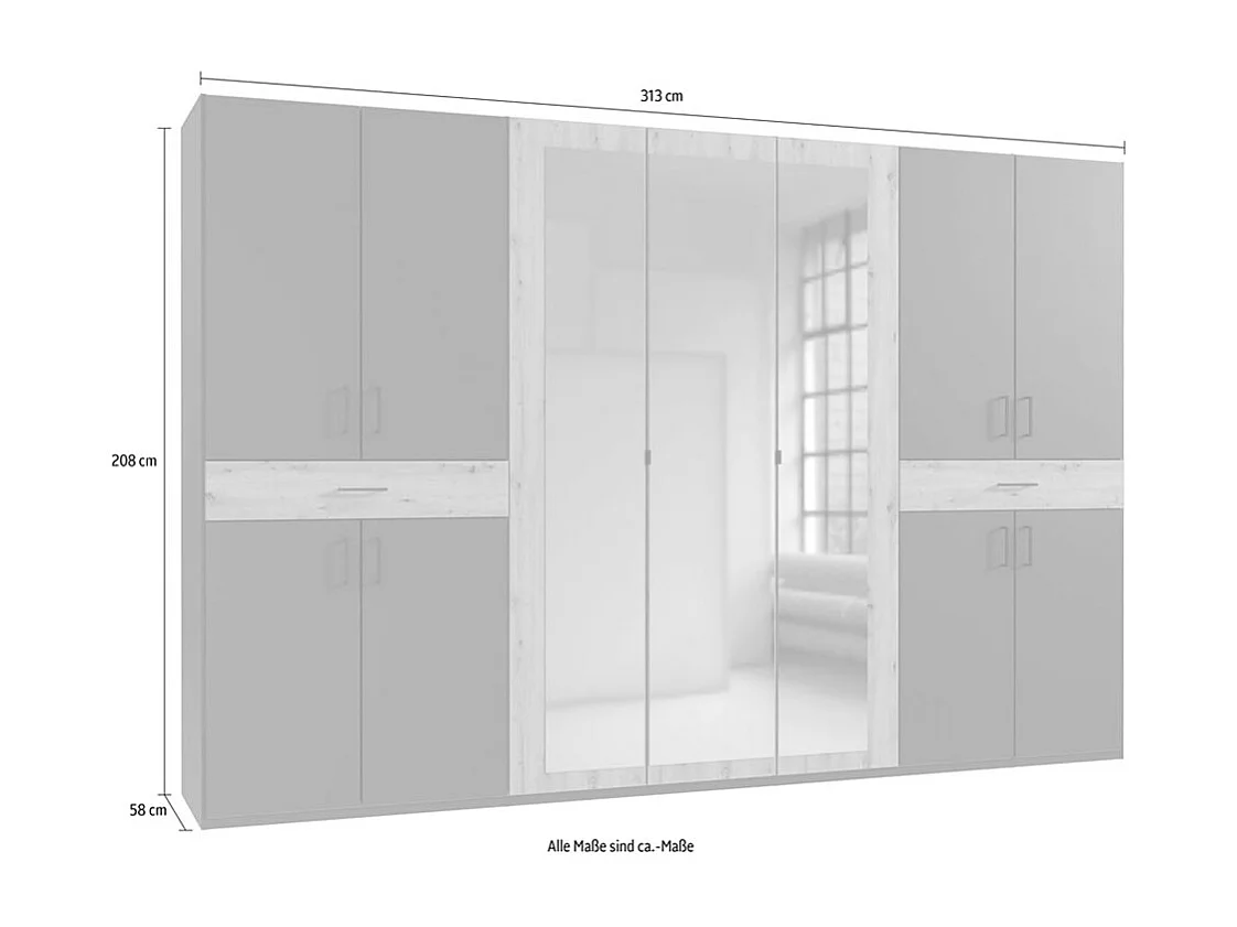 KLEIDERSCHRANK Tibet Eiche Artisan / graphit  313 / 58 / 210cm