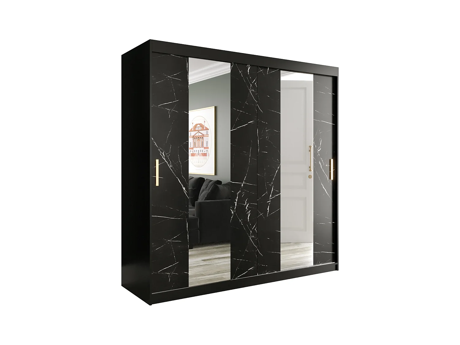 Armoire à portes coulissantes Marmur Pole 200/200/62 (Noir)
