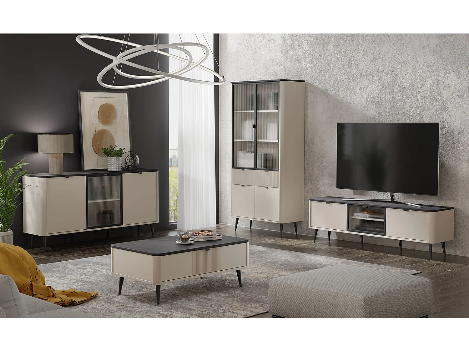 KLEIDERSCHRANK Marly Kaschmir / Walnuss 90 / 60 / 191cm