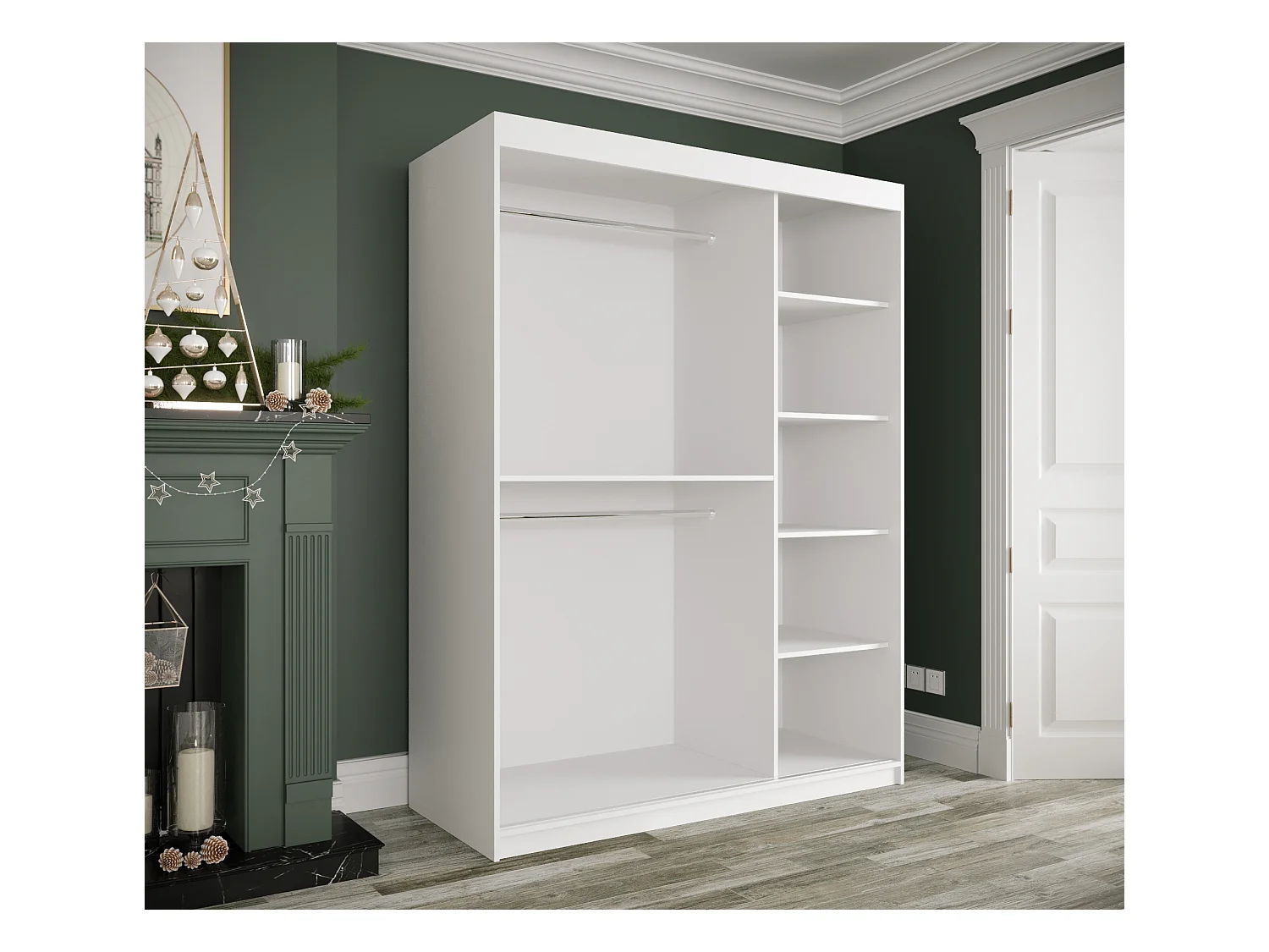 Schwebetürenschrank Marmur T 200/150/62 ( Weiß)