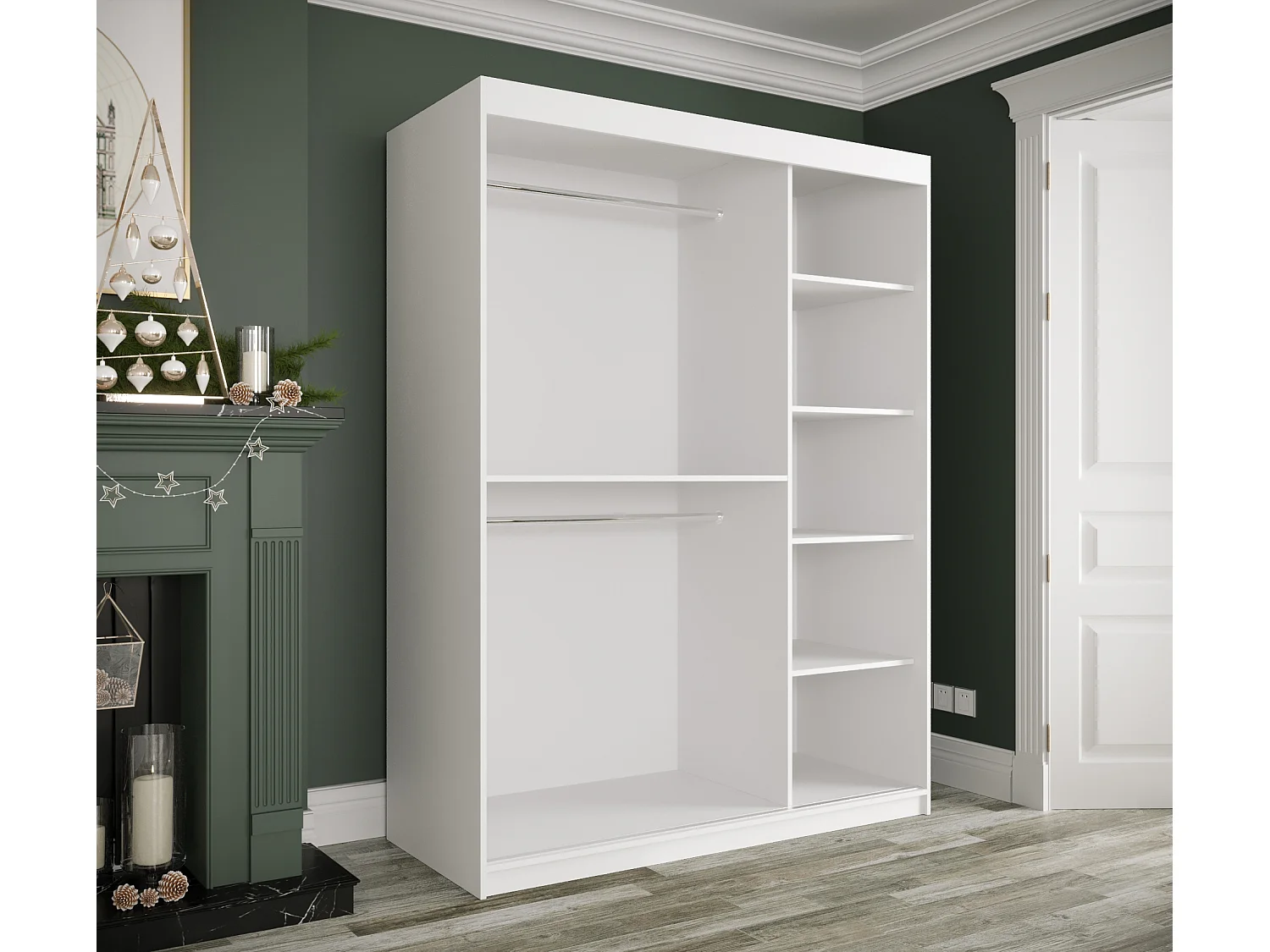 Armoire à portes coulissantes Marmur T 200/150/62 (Blanc)