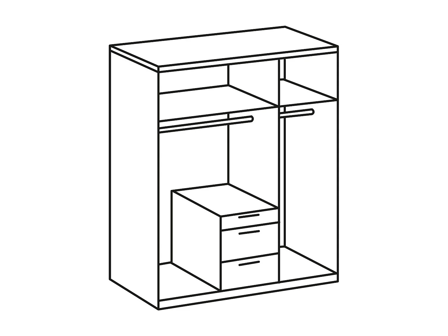 KLEIDERSCHRANK New York A weiß / Spiegel 135 / 58 / 236cm