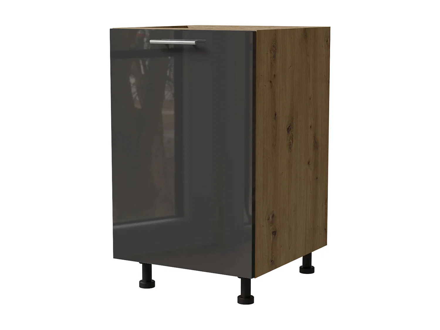 KÜCHENUNTERSCHRANK Essen D1D/50 Graphit Hochglanz / Eiche Artisan Matt 50 / 50 / 82cm