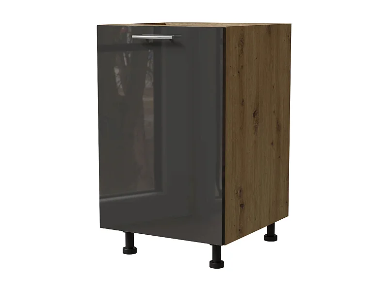KÜCHENUNTERSCHRANK Essen D1D/50 Graphit Hochglanz / Eiche Artisan Matt 50 / 50 / 82cm
