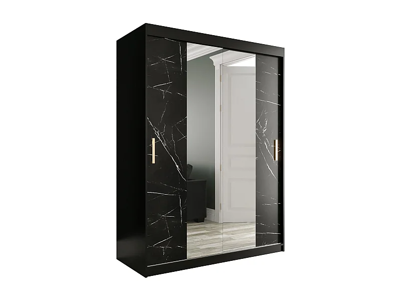 Armoire à portes coulissantes Marmur T1 200/150/62 (Noir)