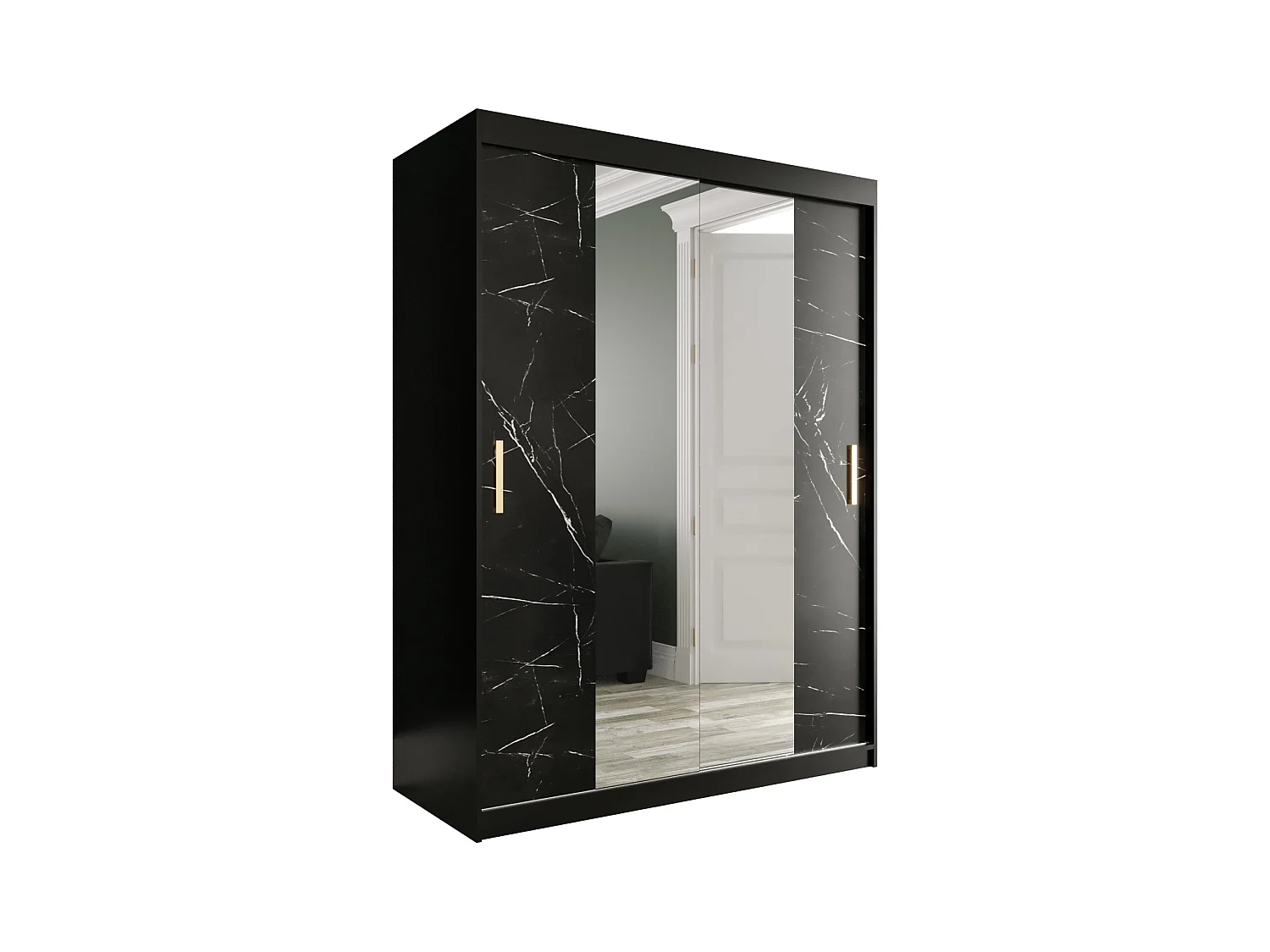 Armoire à portes coulissantes Marmur T1 200/150/62 (Noir)