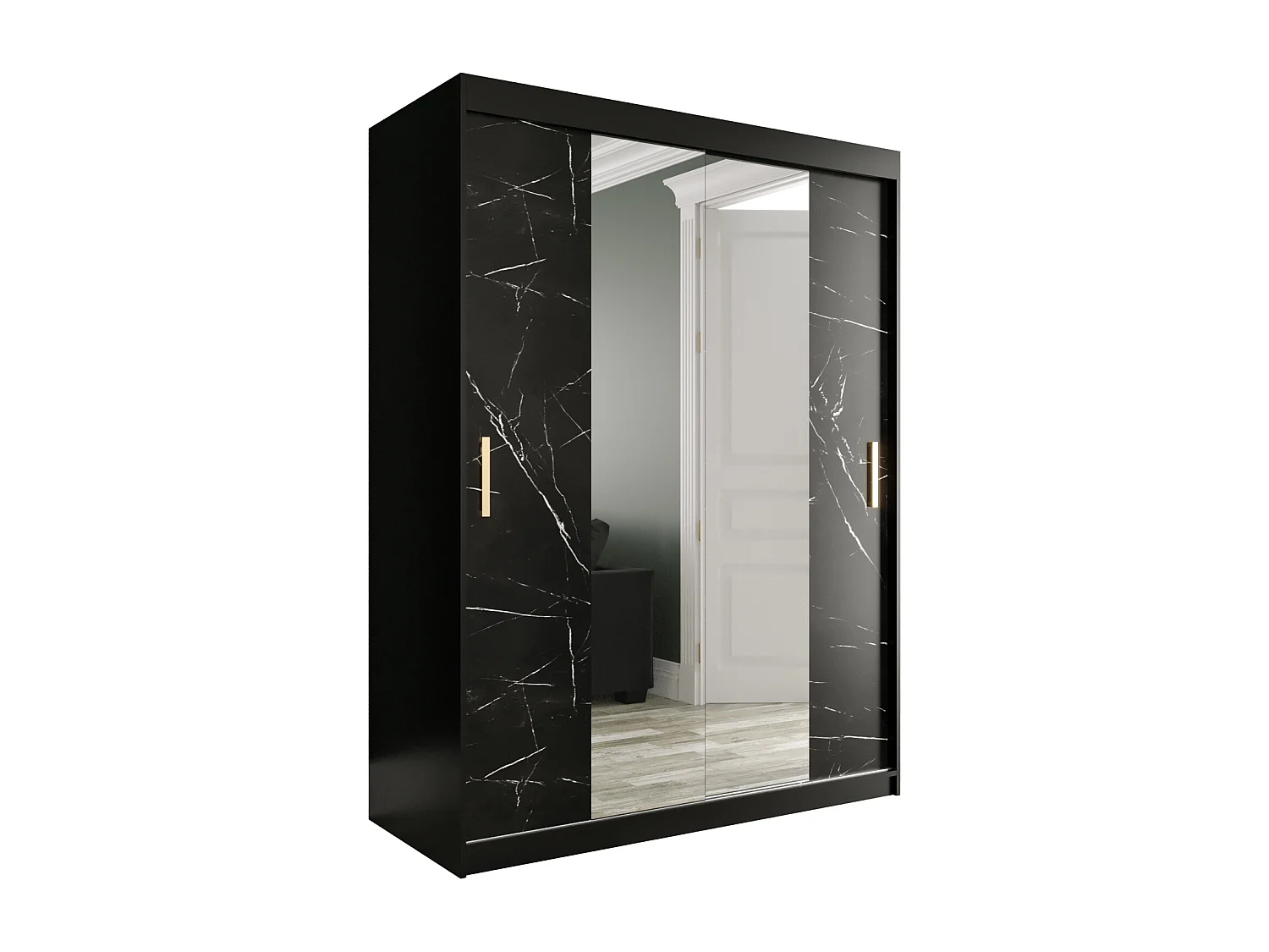 Kledingkast Marmur T1 200/150/62 ( Zwart)