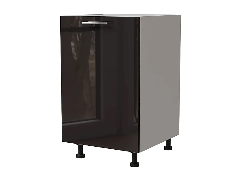 KÜCHENUNTERSCHRANK Essen D1D/50 Schwarz Hochglanz / Weiß Matt 50 / 50 / 82cm