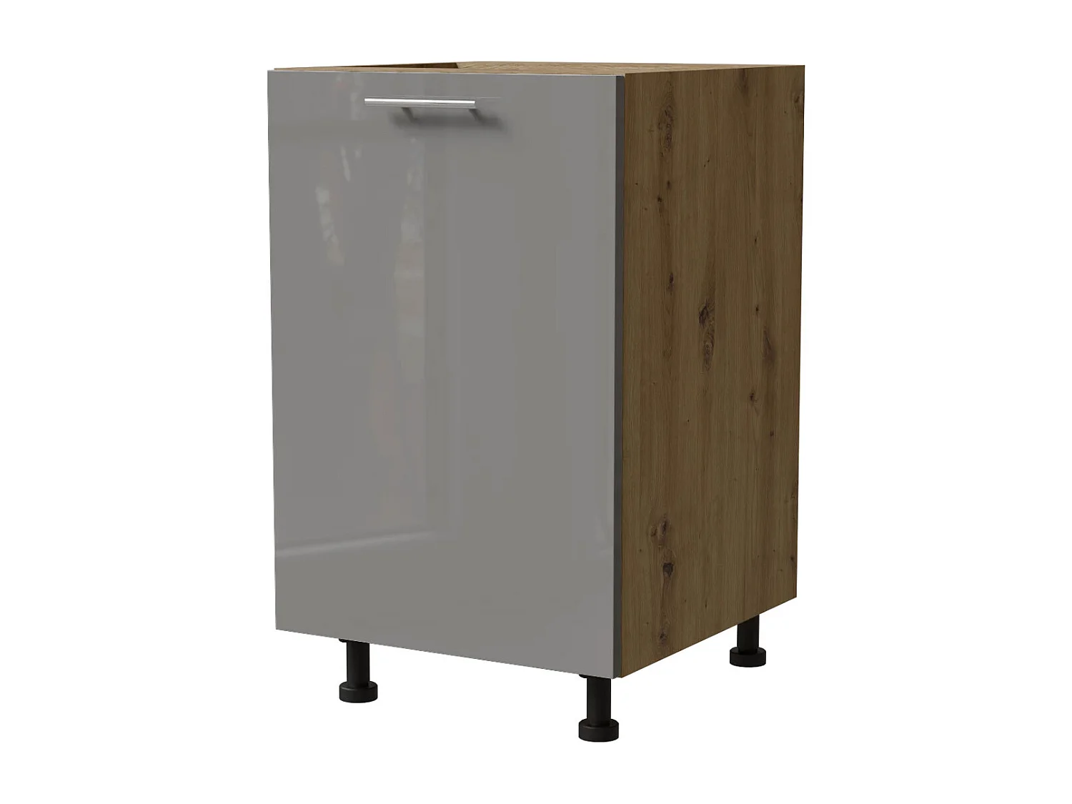 KÜCHENUNTERSCHRANK Essen D1D/50 Grau Hochglanz / Eiche Artisan Matt 50 / 50 / 82cm