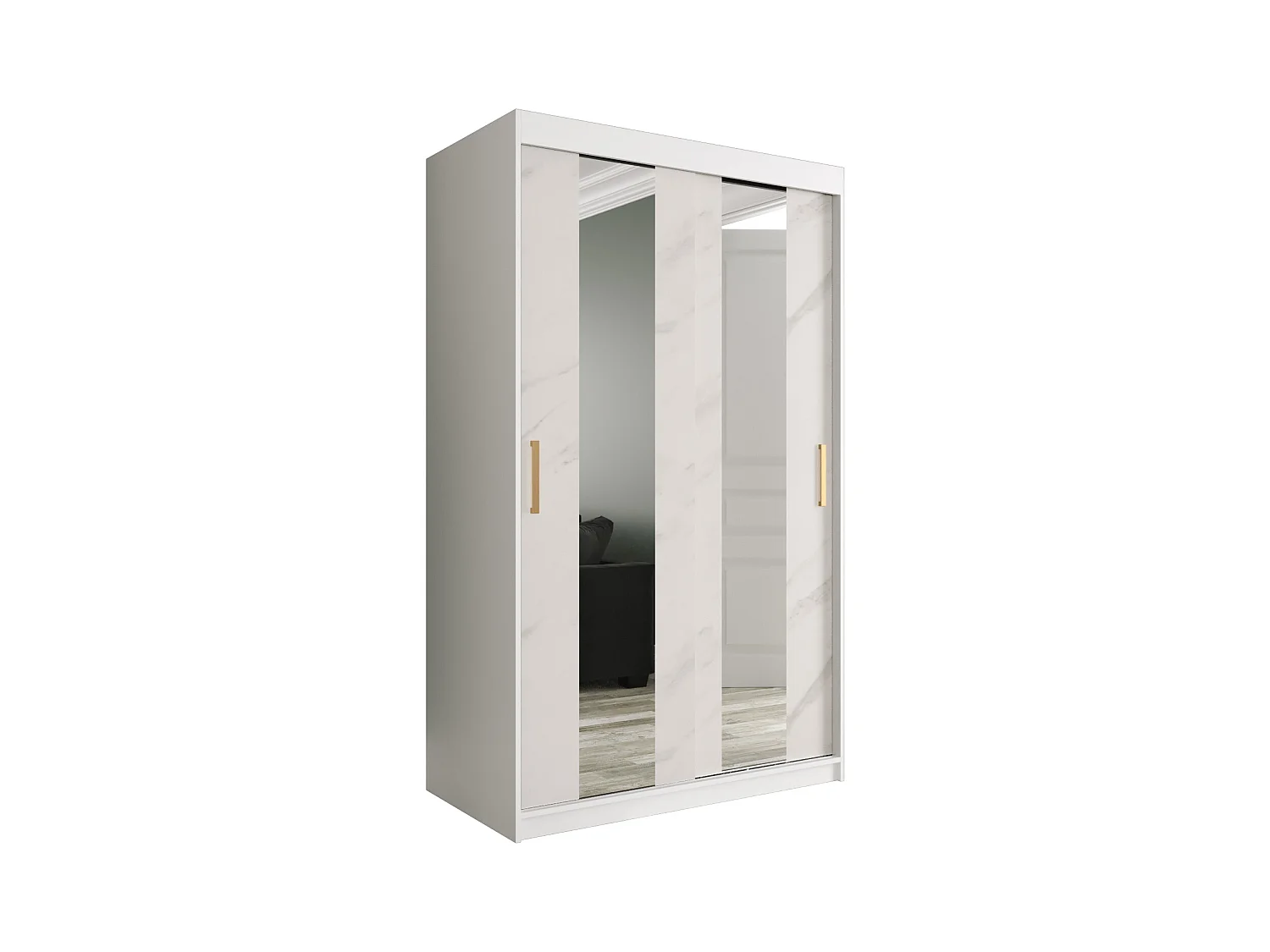 Armoire à portes coulissantes Marmur Pole 200/120/62 (Blanc)
