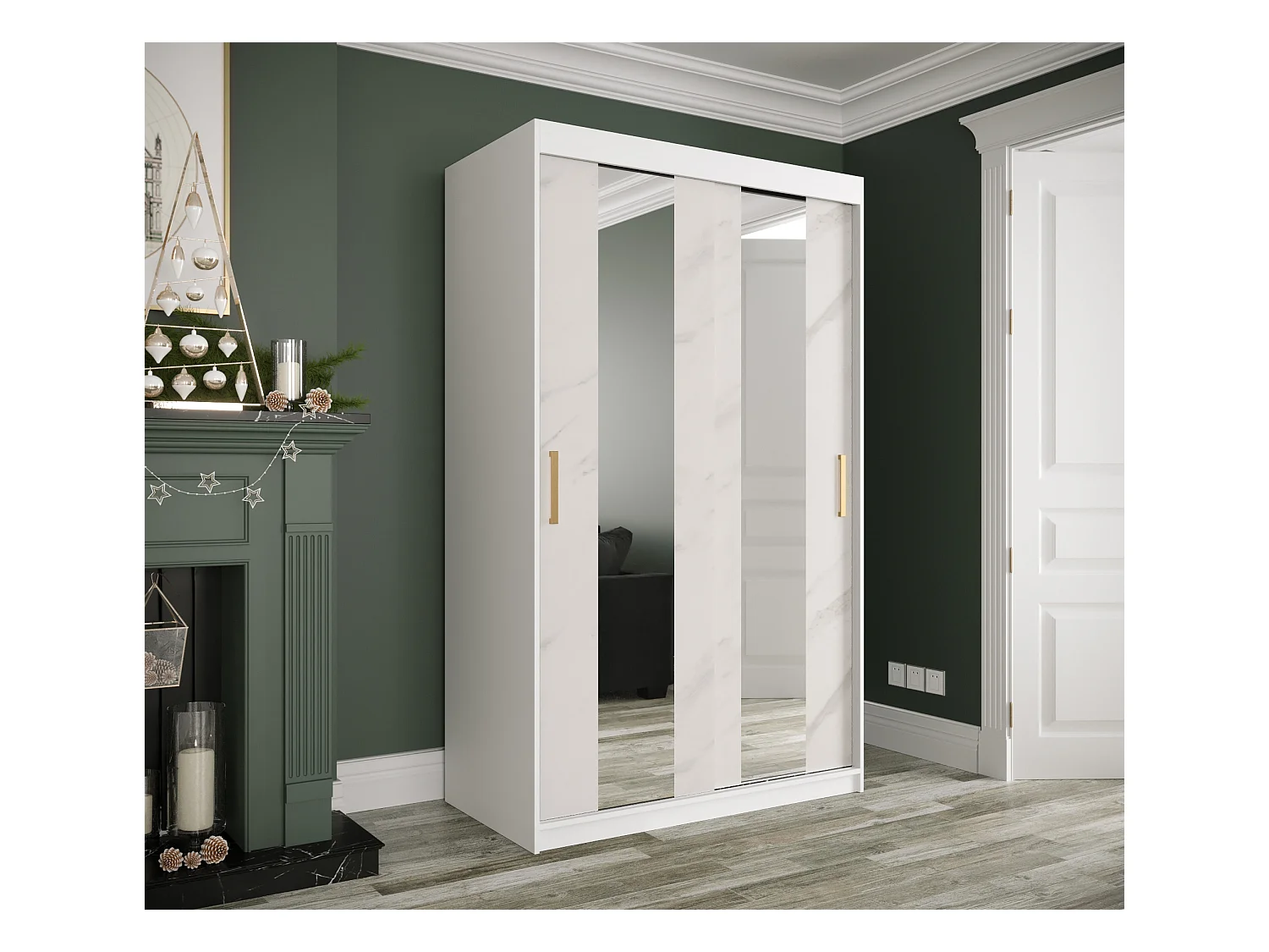 Armoire à portes coulissantes Marmur Pole 200/120/62 (Blanc)