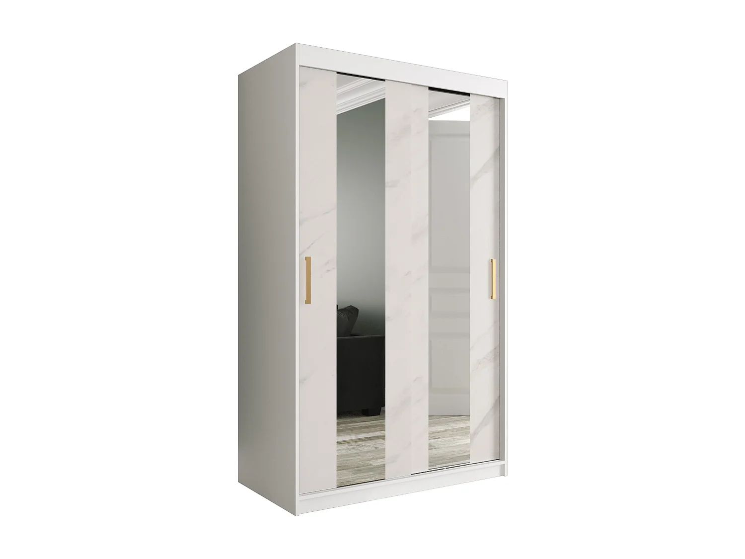 Armoire à portes coulissantes Marmur Pole 200/120/62 (Blanc)