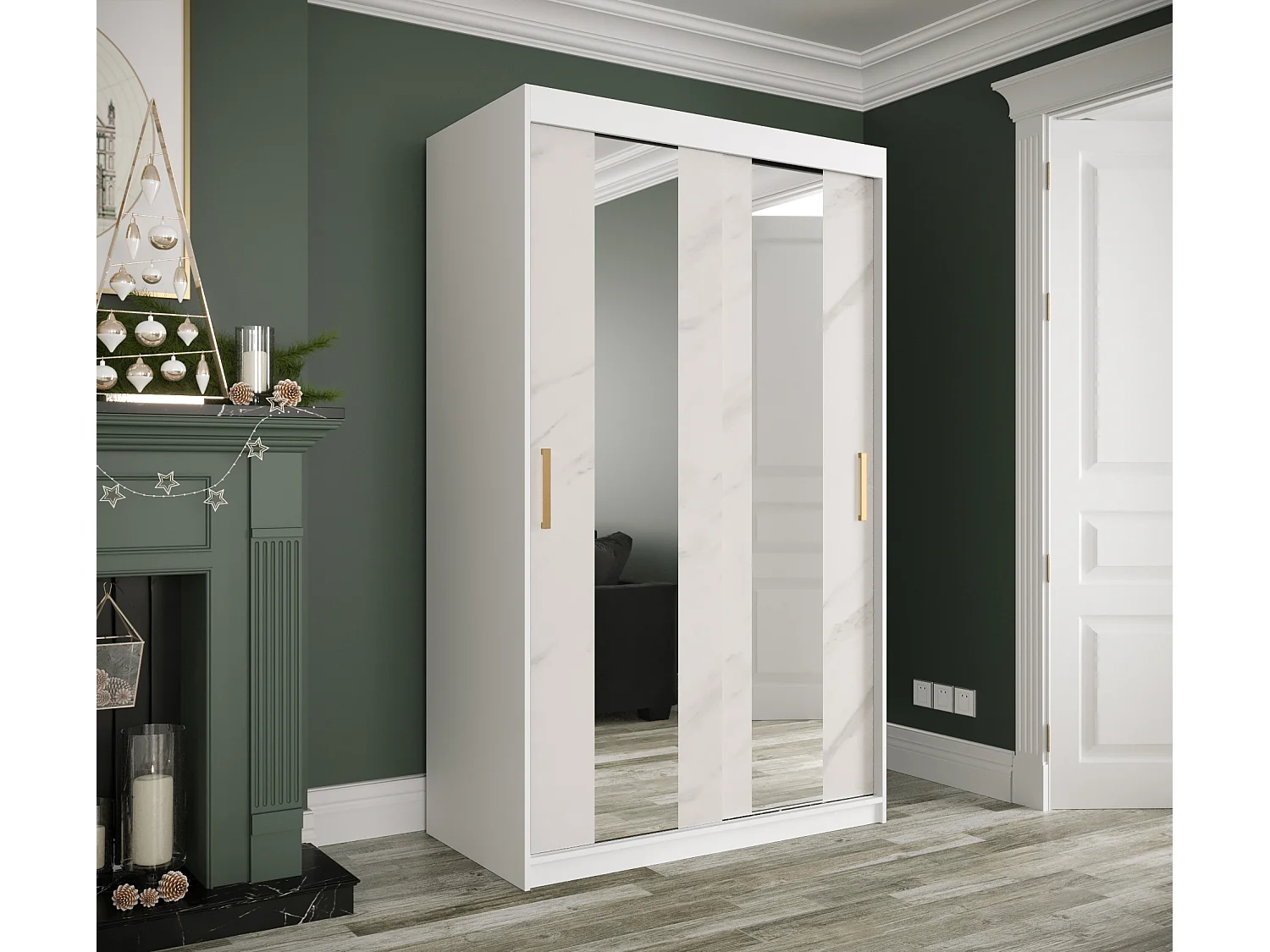 Armoire à portes coulissantes Marmur Pole 200/120/62 (Blanc)