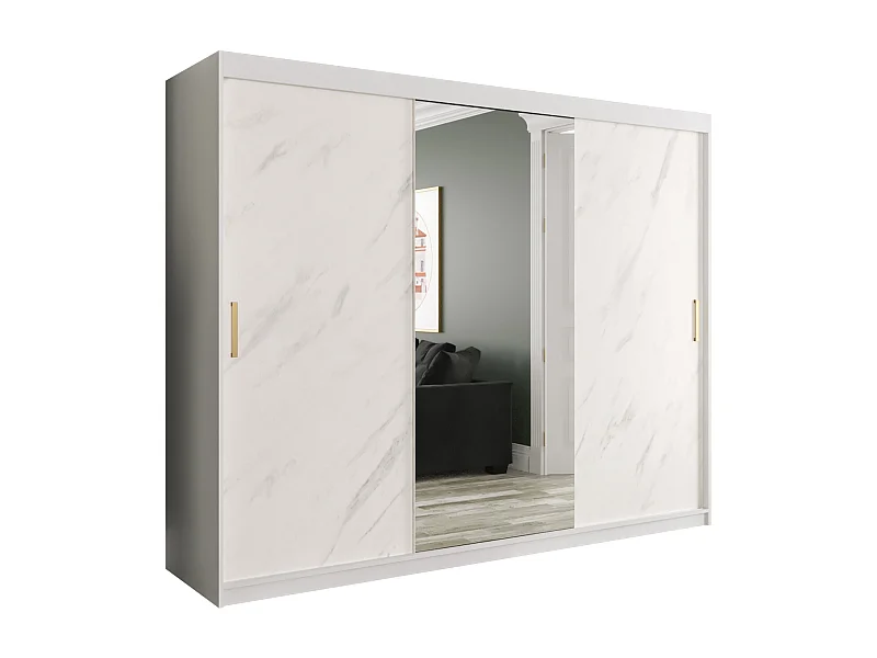 Armoire à portes coulissantes Marmur T1 200/250/62 (Blanc)