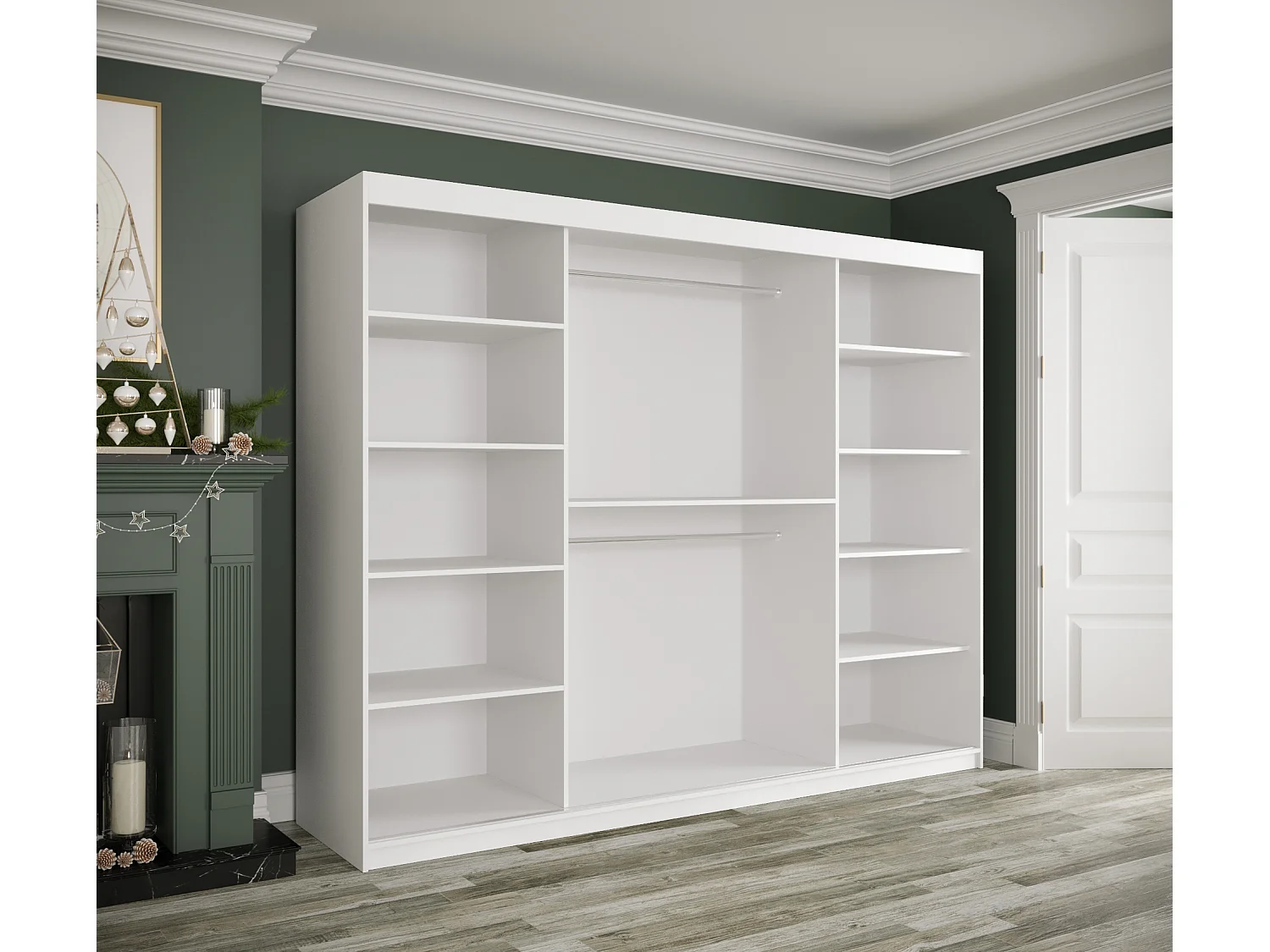 Armoire à portes coulissantes Marmur T1 200/250/62 (Blanc)